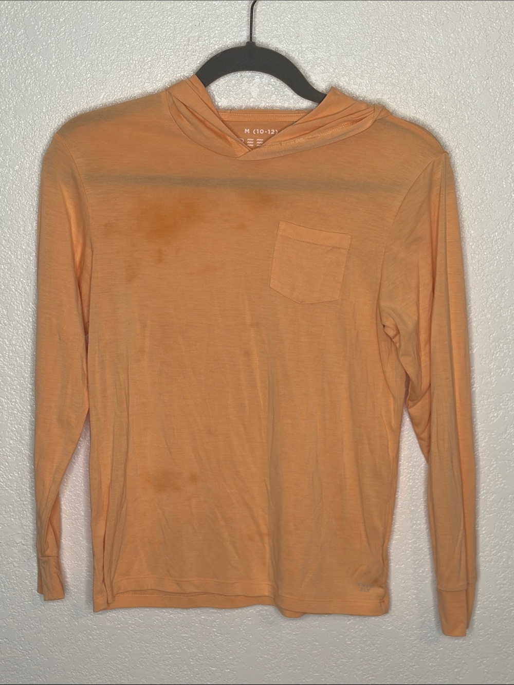 Free Fly Peach Orange Hooded Long Sleeve Top Size Medium Fishing Camping